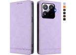 Custodia Per Xiaomi 15T Pro, Retro Custodia In Finto Cuoio Flip Con Supporto E Slot Per Carte Purple