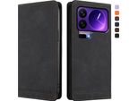 Custodia Per Xiaomi 17 Pro, Custodia Retro In Finto Cuoio Flip Con Supporto E Slot Per Carte Nero