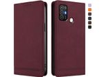 Custodia Per Zte Blade A52, Custodia Retro In Finto Cuoio Con Supporto E Slot Per Carte Di Credito Rosso