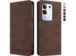 Custodia Per Vivo Y29 4G, Custodia Retro In Finto Cuoio Con Supporto E Slot Per Carte Di Credito Marrone