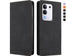 Custodia Per Vivo Y29 4G, Custodia Retro In Finto Cuoio Con Supporto E Slot Per Carte Di Credito Nero