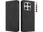 Custodia Per Xiaomi 17, Custodia Retro In Finto Cuoio Flip Con Supporto E Slot Per Carte Nero