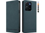 Custodia Per Vivo Y35 4G, Custodia Retro In Finto Cuoio Flip Con Supporto E Slot Per Carte Verde