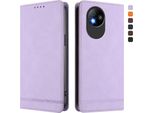 Custodia Per Zte Blade A35 Lite, Retro Custodia In Finto Cuoio Flip Con Supporto E Slot Per Carte Purple