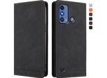 Custodia Per Zte Blade A53 Pro, Retro Custodia In Finto Cuoio Flip Con Supporto E Slot Per Schede Nero