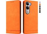 Custodia Per Vivo Y31 5G, Retro Custodia In Finto Cuoio Flip Con Supporto E Slot Per Carte Orange