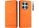 Custodia Per Xiaomi 17, Custodia Retro In Finto Cuoio Con Supporto E Slot Per Schede Arancione