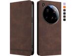 Custodia Per Xiaomi 15 Ultra, Custodia Retro In Finto Cuoio Con Supporto E Slot Per Carte Di Credito Marrone