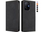 Custodia Per Xiaomi 11T / Xiaomi 11T Pro, Retro Custodia Flip In Finto Cuoio Con Supporto E Slot Per Schede Nero