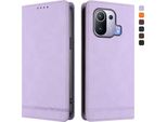 Custodia Per Xiaomi Mi 11 Pro, Custodia Retro In Finto Cuoio Con Supporto E Slot Per Carte Purple