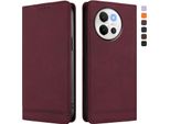 Custodia Per Vivo V30E / V40 Lite 5G, Custodia Retro In Finto Cuoio Flip Con Supporto E Slot Per Carte Rosso