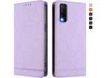 Custodia Per Vivo Y20, Custodia Retro In Finto Cuoio Flip Con Supporto E Slot Per Carte Di Credito Viola