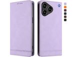 Custodia Per Zte Blade A76 4G, Retro Custodia In Finto Cuoio Flip Con Supporto E Slot Per Carte Purple
