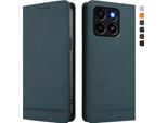 Custodia Per Zte Blade A35 / A55, Custodia Retro In Finto Cuoio Con Supporto E Slot Per Carte Verde