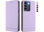 Custodia Per Vivo V27 / V27 Pro, Retro Custodia Flip In Finto Cuoio Con Supporto E Slot Per Carte Di Credito Viola
