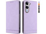 Custodia Per Vivo Y29S, Custodia Retro In Finto Cuoio Flip Con Supporto E Slot Per Carte Di Credito Viola