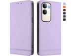 Custodia Per Vivo Y50 5G, Retro Custodia In Finto Cuoio Flip Con Supporto E Slot Per Carte Purple