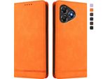 Custodia Per Zte Blade A36, Custodia Retro In Finto Cuoio Flip Con Supporto E Slot Per Schede Arancione