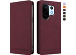 Custodia Per Vivo X200 Fe, Custodia Retro In Finto Cuoio Flip Con Supporto E Slot Per Carte Di Credito Rosso