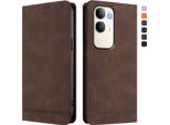 Custodia Per Vivo Y50 5G, Custodia Retro In Finto Cuoio Con Supporto E Slot Per Carte Di Credito Marrone