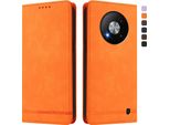 Custodia Per Zte Blade A73 5G, Custodia Retro In Finto Cuoio Con Supporto E Slot Per Schede Arancione