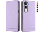 Custodia Per Vivo Y400, Custodia Retro In Finto Cuoio Flip Con Supporto E Slot Per Carte Purple