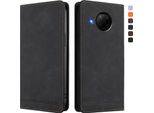 Custodia Per Xiaomi Mi 10T Lite, Retro Custodia In Finto Cuoio Flip Con Supporto E Slot Per Schede Nero