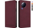 Custodia Per Xiaomi Civi 3, Custodia Retro In Finto Cuoio Con Supporto E Slot Per Carte Di Credito Rosso