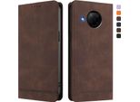 Custodia Per Xiaomi Mi 10T Lite, Retro Custodia In Finto Cuoio Flip Con Supporto E Slot Per Schede Brown