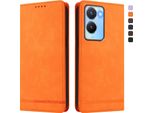 Custodia Per Vivo Y56 5G, Retro Custodia In Finto Cuoio Flip Con Supporto E Slot Per Carte Orange