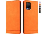 Custodia Per Vivo Y33S 4G, Retro Custodia In Finto Cuoio Flip Con Supporto E Slot Per Carte Orange