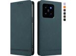 Custodia Per Xiaomi 14, Custodia Retro In Finto Cuoio Con Supporto E Slot Per Carte Verde