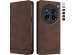 Custodia Per Vivo X200S, Custodia Retro In Finto Cuoio Con Supporto E Slot Per Carte Di Credito Marrone