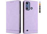 Custodia Per Zte Blade A53, Retro Custodia In Finto Cuoio Flip Con Supporto E Slot Per Carte Purple