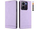 Custodia Per Vivo Y36 4G, Custodia Retro In Finto Cuoio Flip Con Supporto E Slot Per Carte Di Credito Viola