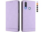 Custodia Per Vivo Y17, Custodia Retro In Finto Cuoio Flip Con Supporto E Slot Per Carte Di Credito Viola