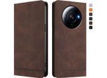 Custodia Per Xiaomi 12S Ultra, Custodia Retro In Finto Cuoio Con Supporto E Slot Per Carte Di Credito Marrone