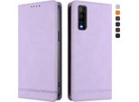 Custodia Per Vivo Y70S, Retro Custodia In Finto Cuoio Flip Con Supporto E Slot Per Carte Purple