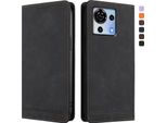 Custodia Per Zte Blade V50 Vita, Custodia Retro In Finto Cuoio Flip Con Supporto E Slot Per Schede Nero
