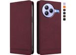 Custodia Per Xiaomi Civi 5 Pro, Custodia Retro In Finto Cuoio Con Supporto E Slot Per Carte Rosso