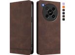 Custodia Per Zte Blade V70 Max, Custodia Retro In Finto Cuoio Con Supporto E Slot Per Carte Di Credito Marrone