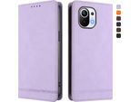 Custodia Per Xiaomi Mi 11, Custodia Retro In Finto Cuoio Flip Con Supporto E Slot Per Carte Viola