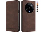 Custodia Per Xiaomi 14 Ultra, Custodia Retro In Finto Cuoio Con Supporto E Slot Per Carte Di Credito Marrone