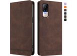 Custodia Per Xiaomi Civi 1S, Custodia Retro In Finto Cuoio Con Supporto E Slot Per Carte Di Credito Marrone