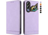 Custodia Per Zte Nubia Neo 3 Gt, Retro Custodia Flip In Finto Cuoio Con Supporto E Slot Per Carte Purple