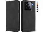 Custodia Per Xiaomi 15, Custodia Retro In Finto Cuoio Con Supporto E Slot Per Schede Nero