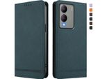 Custodia Per Vivo Y17S, Custodia Retro In Finto Cuoio Flip Con Supporto E Slot Per Carte Di Credito Verde