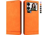 Custodia Per Xiaomi 17 Pro Max, Custodia Retro In Finto Cuoio Con Supporto E Slot Per Schede Arancione