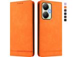 Custodia Per Vivo Y27 4G, Retro Custodia In Finto Cuoio Flip Con Supporto E Slot Per Carte Orange