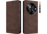 Custodia Per Zte Blade A75 5G, Custodia Retro In Finto Cuoio Con Supporto E Slot Per Carte Di Credito Marrone